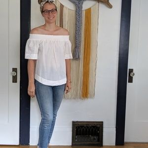 J Crew white off the shoulder top